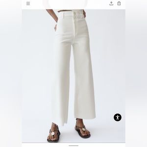 zara white high waisted wide leg jeans